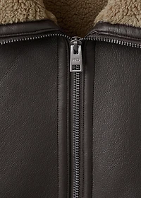 Faux-leather fleece jacket