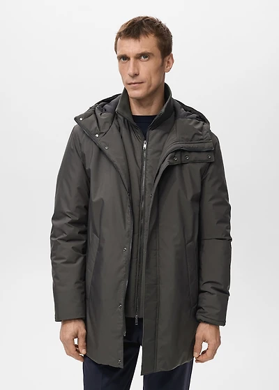 Detachable water-repellent padded parka
