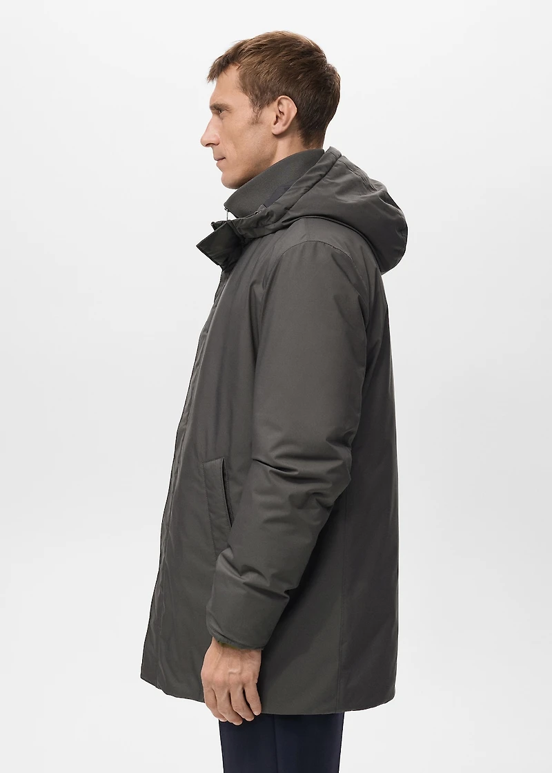 Detachable water-repellent padded parka