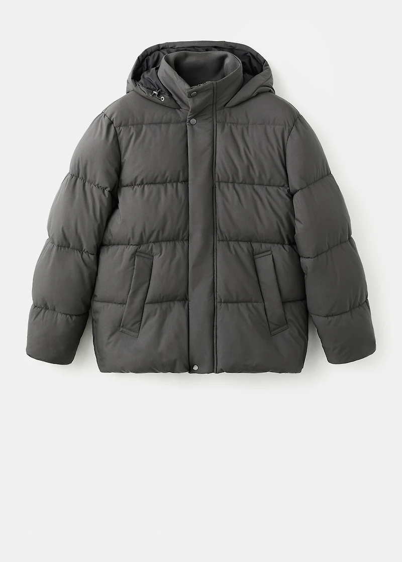 Short water-repellent puffer jacket