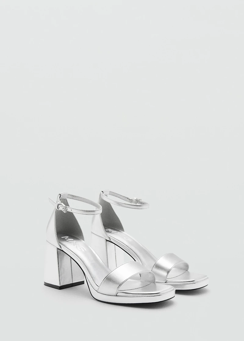 Metallic heel sandals