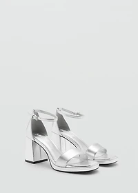 Metallic heel sandals