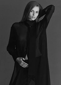 Long silk shirt with foulard