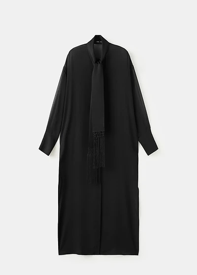 Long silk shirt with foulard