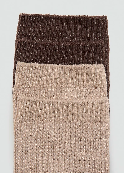 Pack of 2 ribbed lurex socks