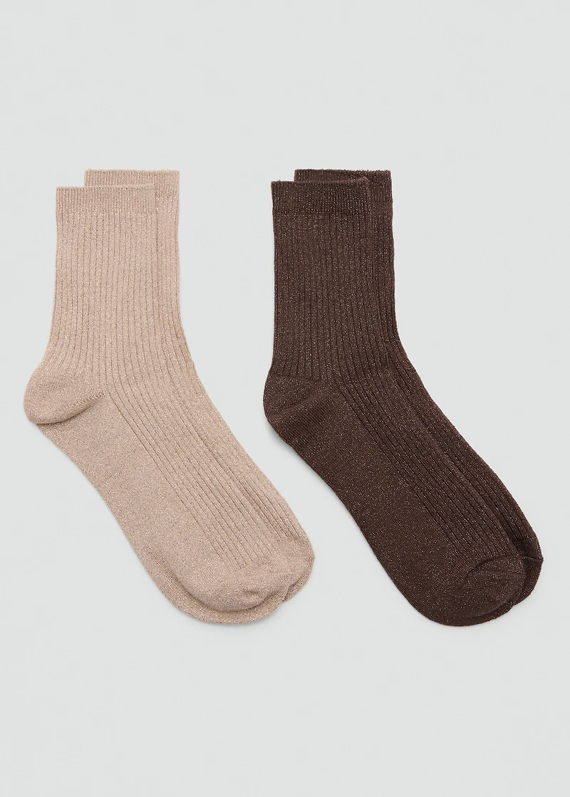 Pack of 2 ribbed lurex socks