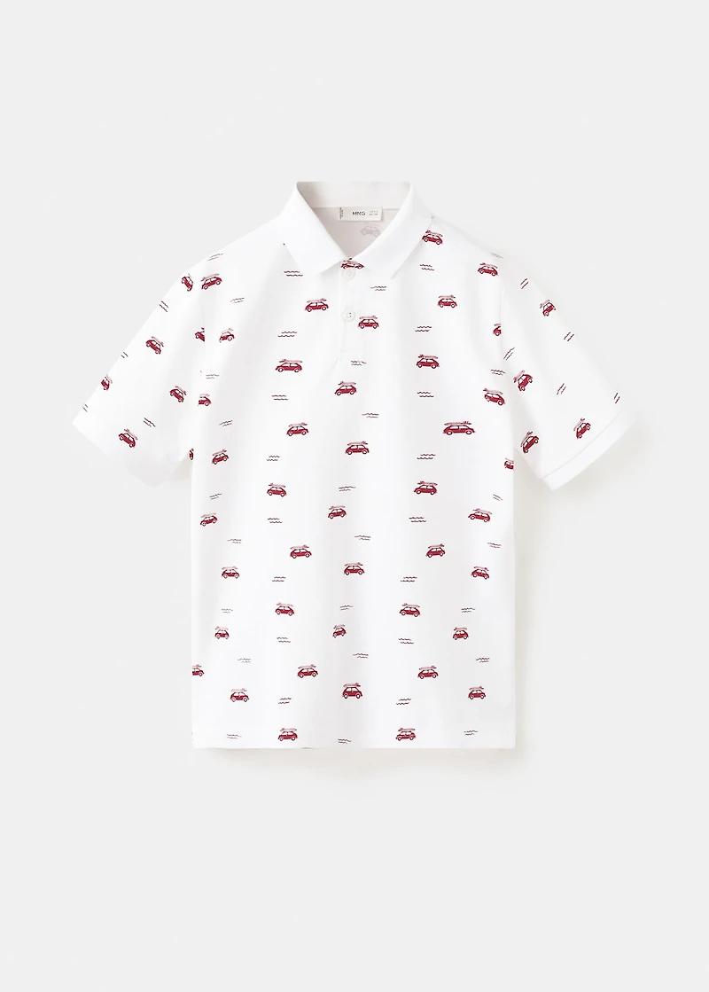 Printed cotton polo shirt