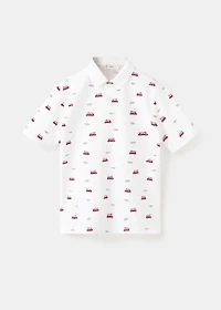 Printed cotton polo shirt