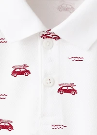 Printed cotton polo shirt