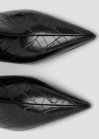 Croc-effect tall boots