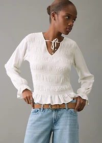 Ruched blouse with ruffles