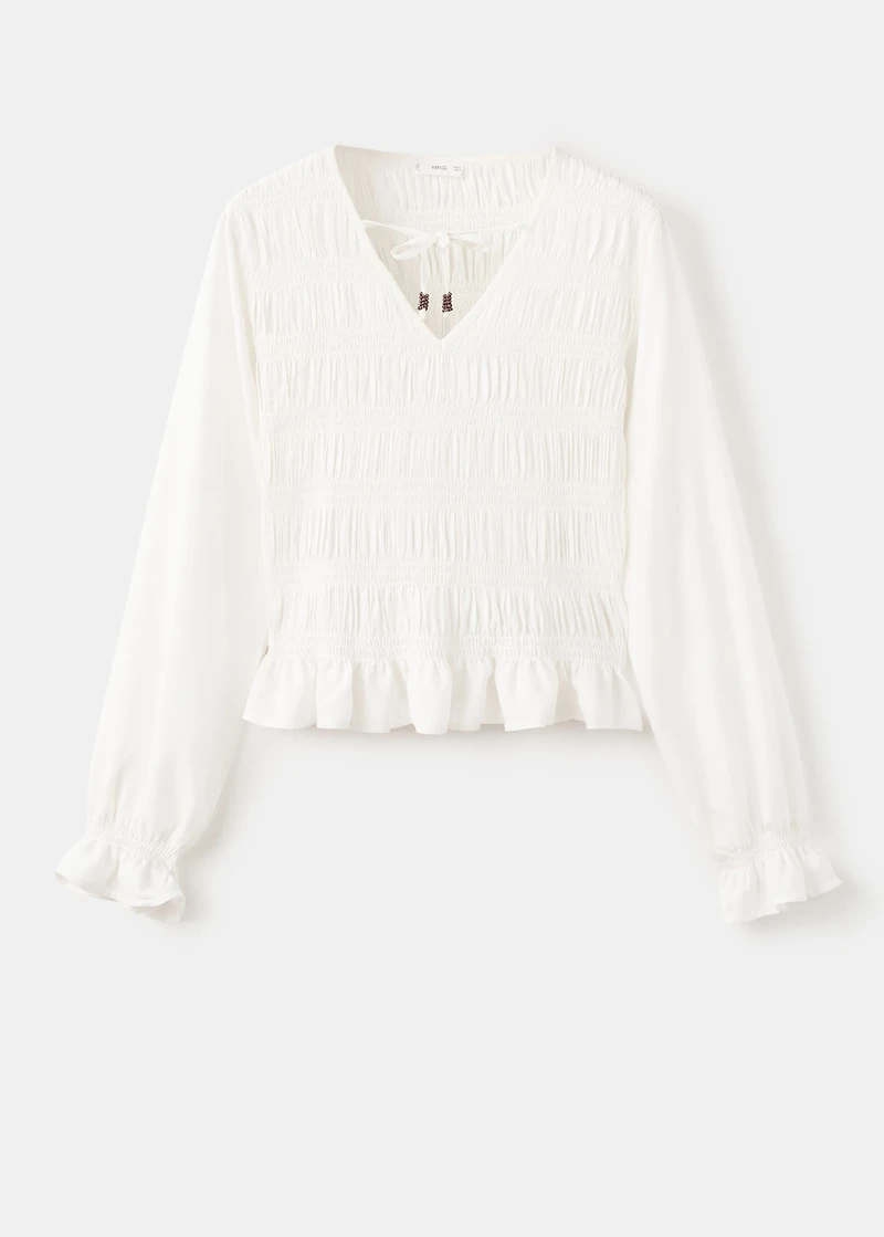 Ruched blouse with ruffles