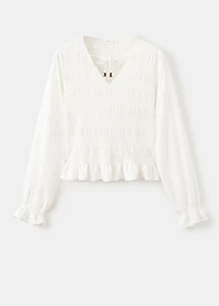 Ruched blouse with ruffles