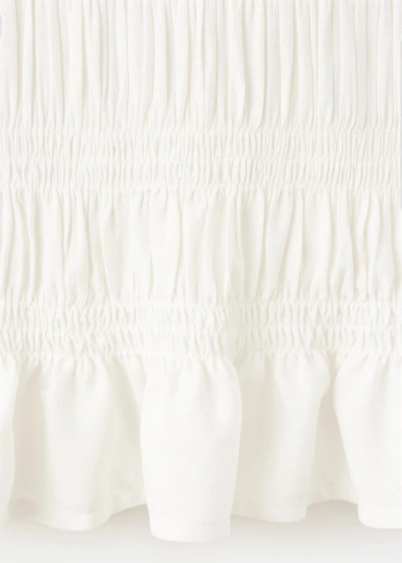 Ruched blouse with ruffles