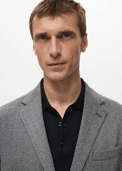 Slim-fit herringbone tailored jacket