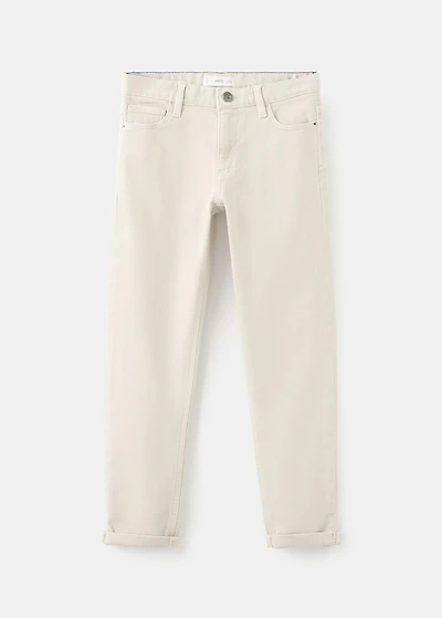 Straight trousers with turn-up hem