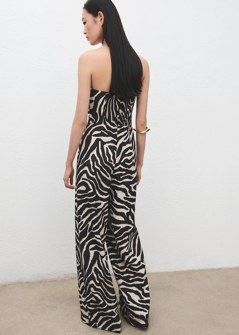 Printed strapless jumpsuit