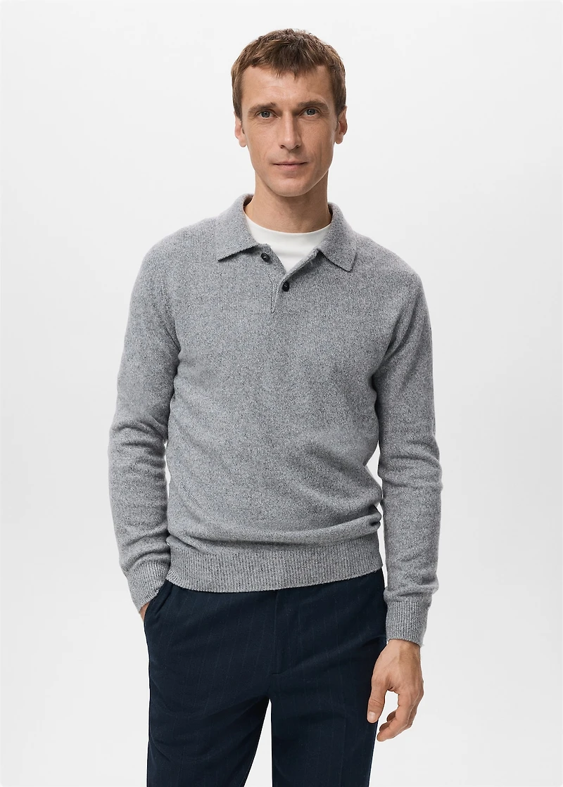 Knitted wool blend polo sweater