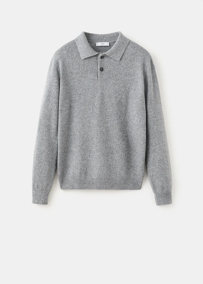 Knitted wool blend polo sweater