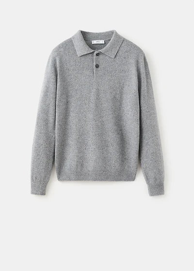 Knitted wool blend polo sweater