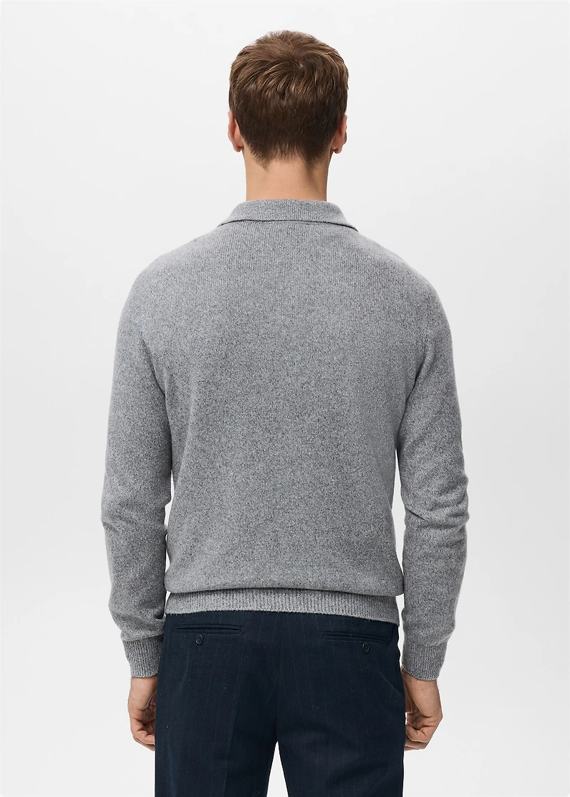 Knitted wool blend polo sweater