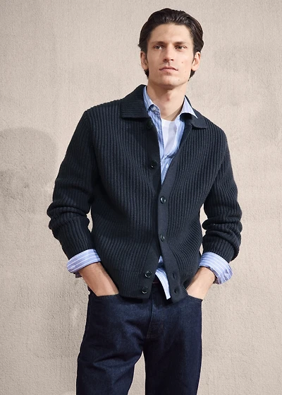 Structured wool-blend cardigan