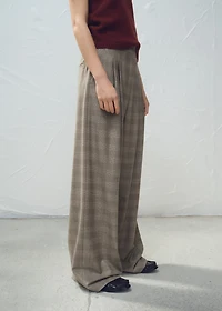Wide-leg check suit pants