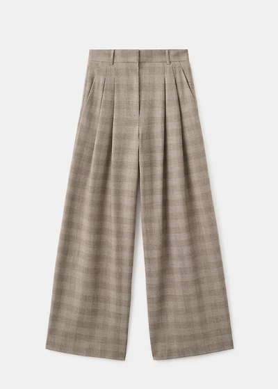 Wide-leg check suit pants