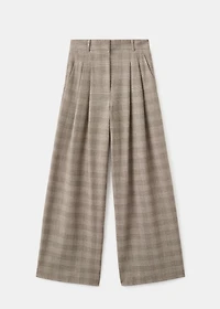 Wide-leg check suit pants