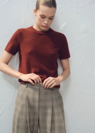 Wide-leg check suit pants