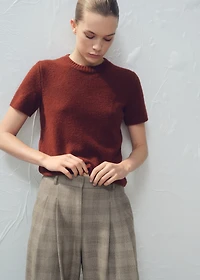 Wide-leg check suit pants