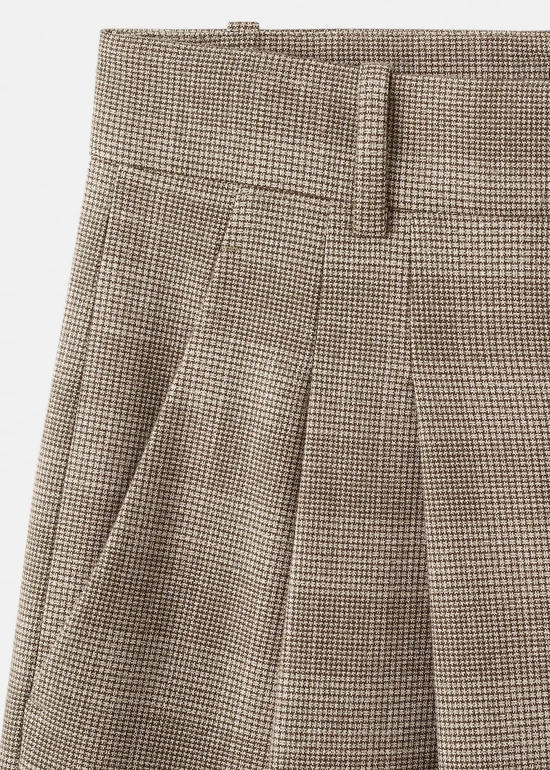Wide-leg check suit pants