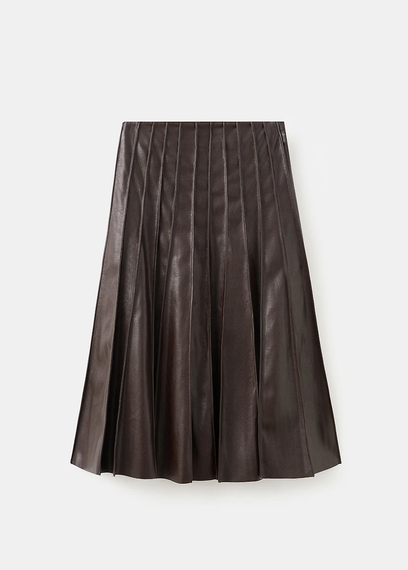 Faux leather godet skirt