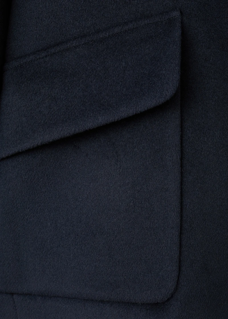 Wool funnel-neck coat