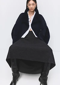 Wool funnel-neck coat
