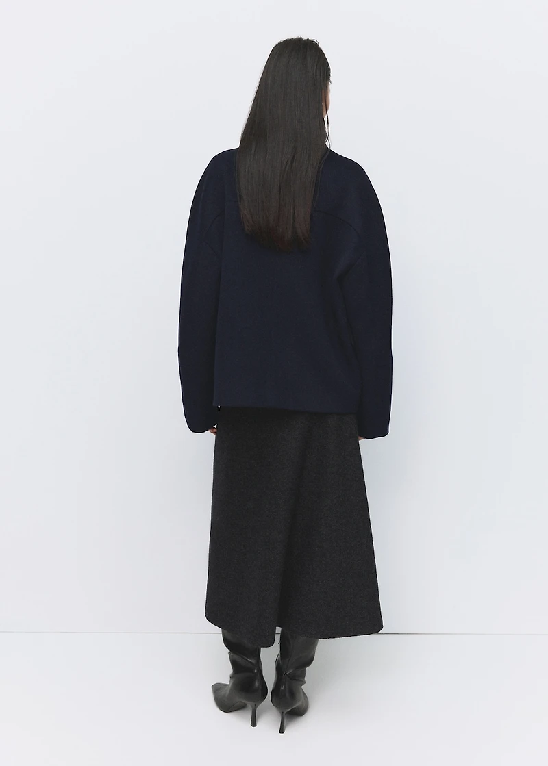 Wool funnel-neck coat