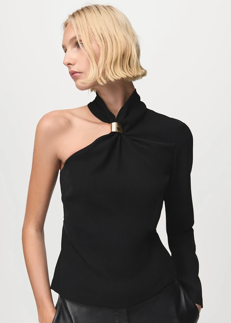 Asymmetrical blouse with metallic detail