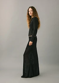 Semi-transparent knitted skirt with star