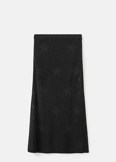 Semi-transparent knitted skirt with star