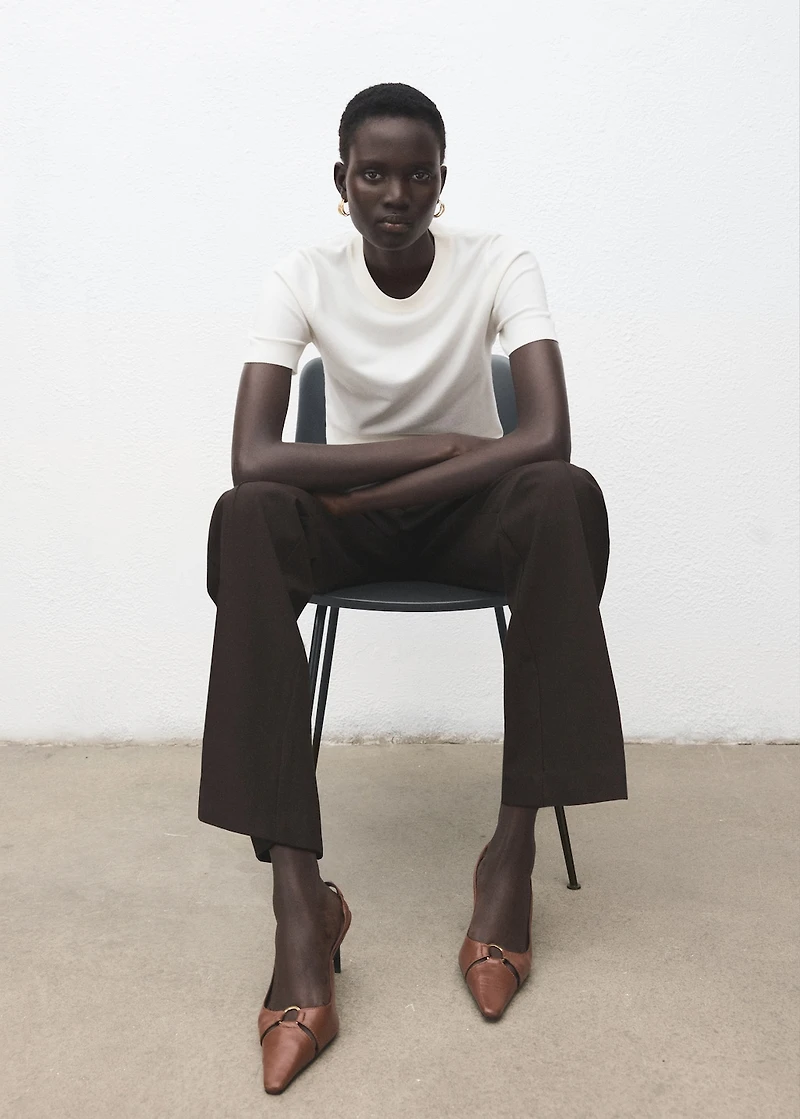 Low-rise flared trousers