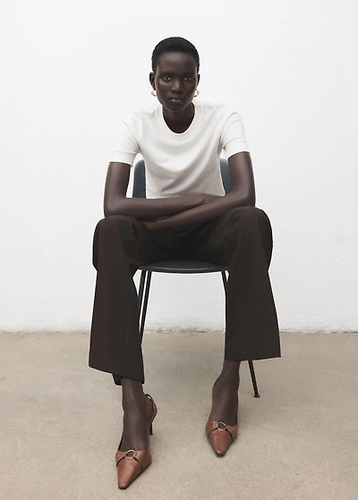 Low-rise flared trousers