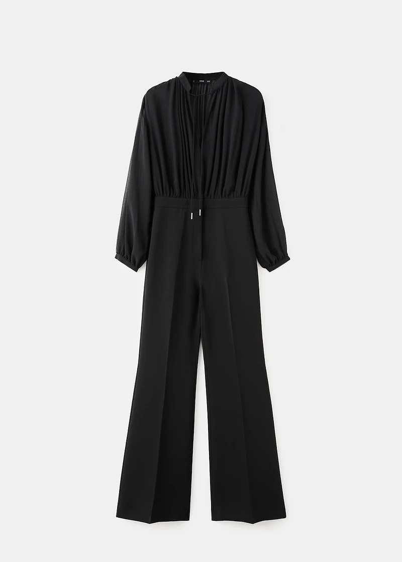 Combined V-neck jumpsuit