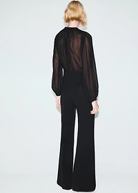 Combined V-neck jumpsuit