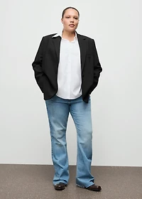 Straight suit jacket with lapel pockets