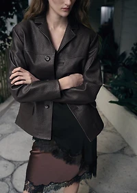 Leather blazer with buttons
