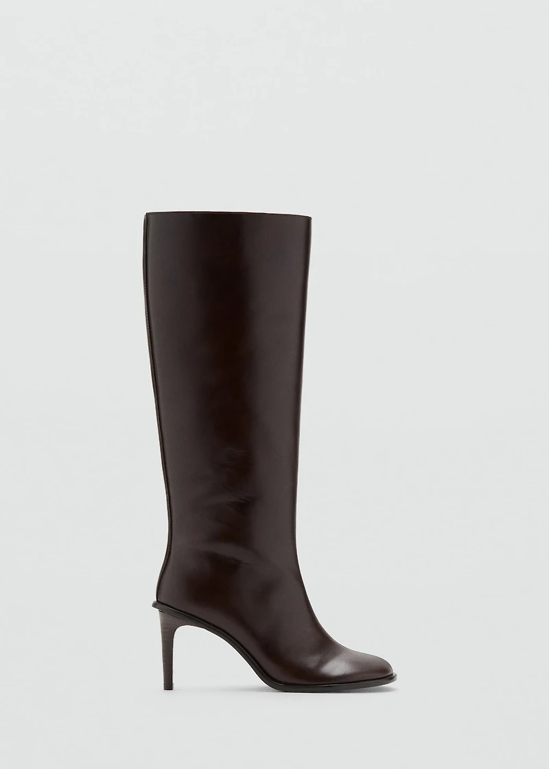 High heel leather boot