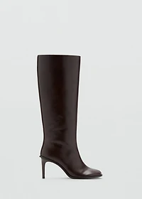 High heel leather boot