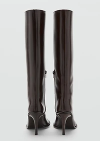High heel leather boot