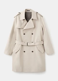 Water-repellent belted trench coat