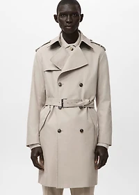 Water-repellent belted trench coat